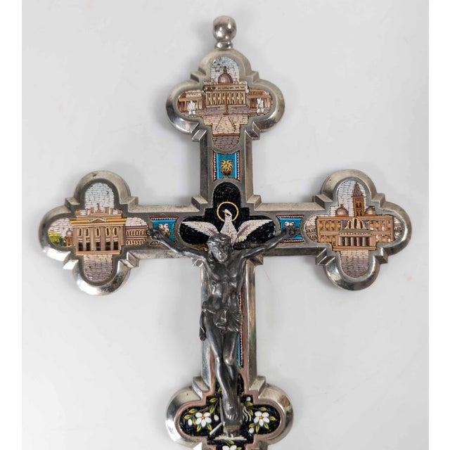 Traditional 19th Century Italian Micro Mosaic Crucifix House Cross, Vatican Rome For Sale - Image 3 of 17