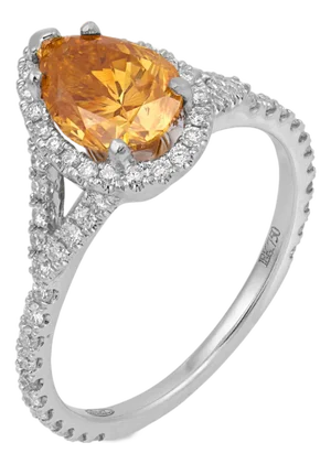 Vintage Gia 1.40 Carat Fancy Intense Orange-Yellow Diamond Engagement Ring, Size 6.25