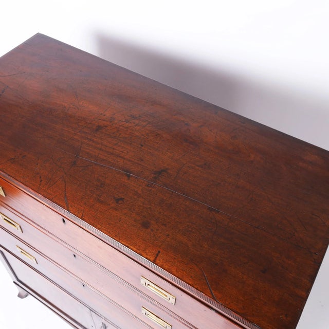 English Antique British Colonial Campaign Chest on Cabinet For Sale - Image 3 of 10