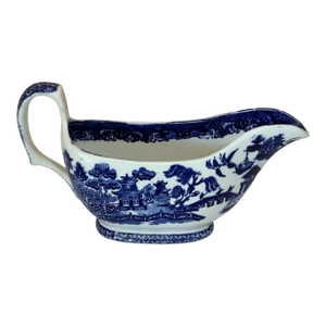 Vintage Enoch Burn & John Edwin Leach Gravy Boat Blue Willow Pattern e.b. & j.e.l.