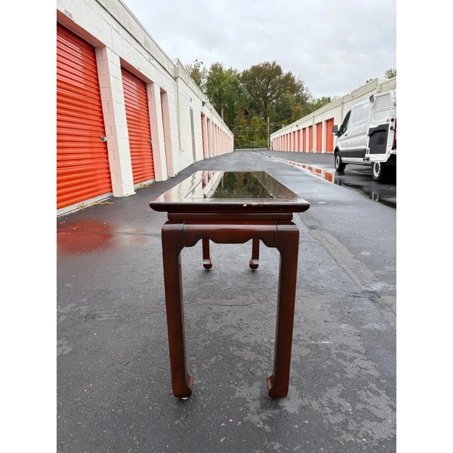 Traditional Glass Top Wood Console Table For Sale - Image 3 of 8