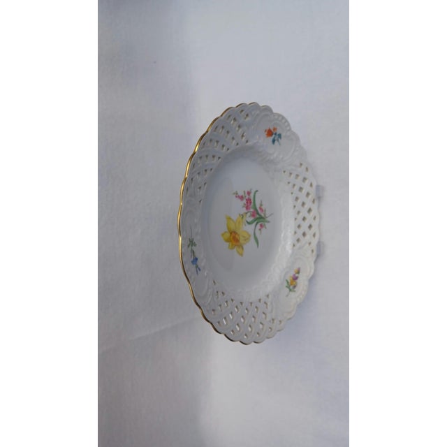 Vintage Openwork Porcelain Plate Yellow Daffodil from Meissen, 1960s For Sale - Image 6 of 11