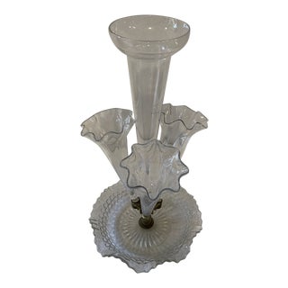 Antique Victorian Clear Epergne Centerpiece For Sale