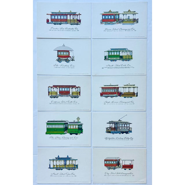White Set of 10 Vintage San Francisco Cable Car & Streetcar Lithograph Prints — Railway & Locomotive Historical Society For Sale - Image 8 of 8