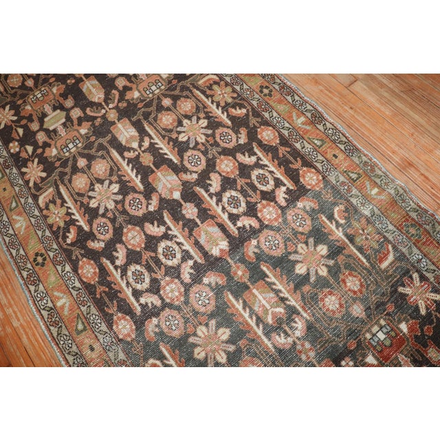 Textile Brown Antique Persian Malayer Wide Runner rug no.j3360 For Sale - Image 7 of 12