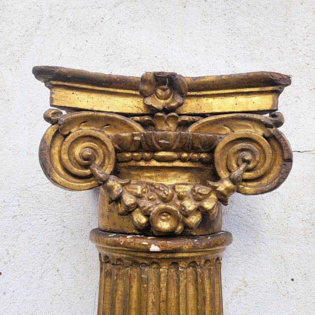 18th Century Carved and Gilded Wooden Columns, Set of 2 For Sale - Image 11 of 18