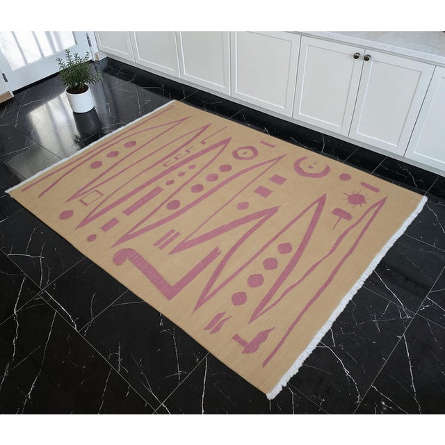 This exceptional silk flat-weave represents a masterful intersection of traditional Anatolian craftsmanship and Western...