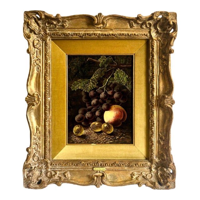 Late Victorian Still-Life Painting of Grapes and a Peach, by Oliver Clare For Sale