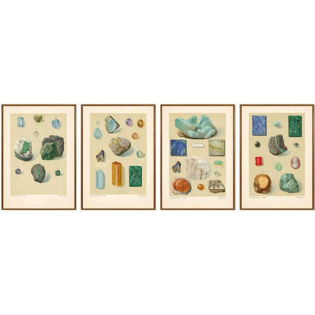 Antique Gemstone Prints with Blue and Green Minerals from Bauer, 1900s, Set of 4 For Sale - Image 10 of 10