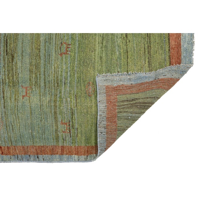 Tribal Handmade Persian Gabbeh Runner - 100% Natural Wool Plush Pile - Tribal Design For Sale - Image 3 of 7