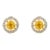 14k Gold Round Statement 1 Carat Yellow Sapphire Diamond Stud Earrings- A Pair For Sale