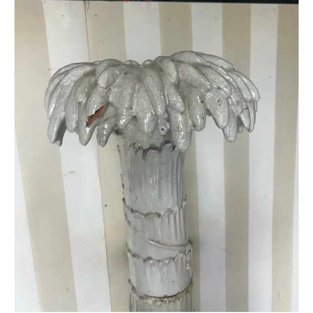 Ceramic 19th Cent Continental Faience Stove With Palm Tree and Cherubs, Likely Swedish For Sale - Image 7 of 14