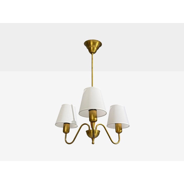 Swedish Modern, Pendant Light, Brass, Wood, Sweden, 1940s For Sale - Image 4 of 10