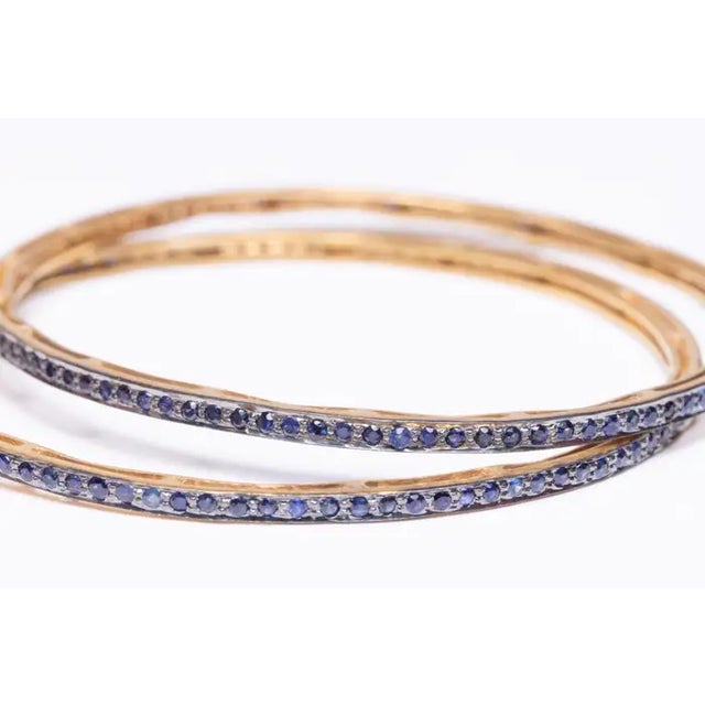 Contemporary 1990s 18k Gold Vermeil Sapphire Bangles For Sale - Image 3 of 5