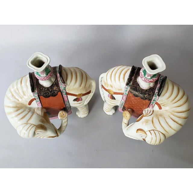 Mottahedeh 1970s Porcelain Mottahedeh Winterthur Elephant Candle Holders - a Pair For Sale - Image 4 of 8