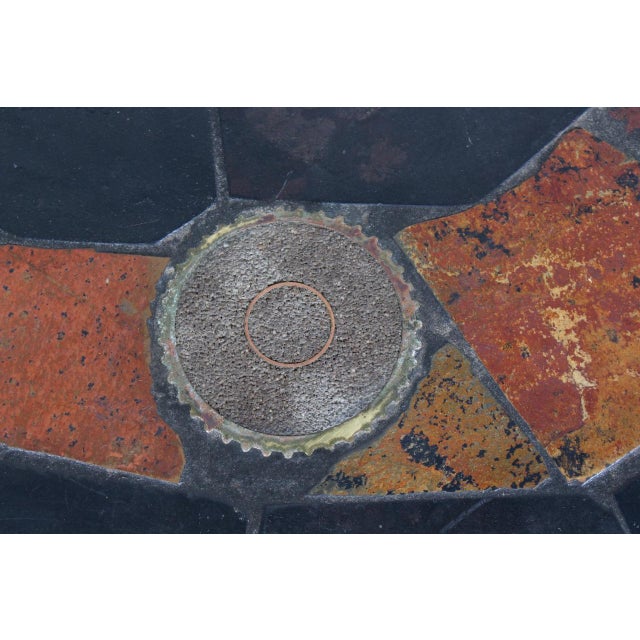 V. Ramburrem African Slate, Brass & Wood Occasional Table, 1980's For Sale - Image 15 of 18