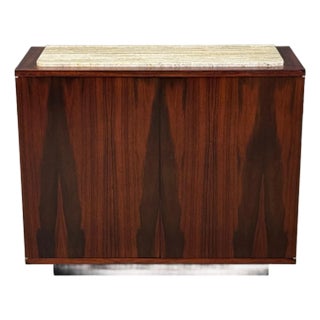 1970s Rosewood and Travertine Bar Credenza For Sale