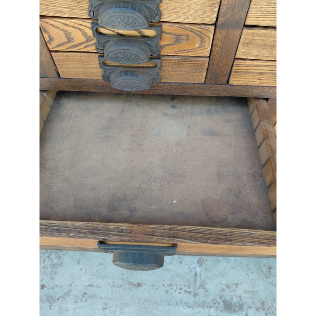 Antique 85 Drawer Cabinet With Tambour Front Attributed to Hamilton For Sale - Image 14 of 16