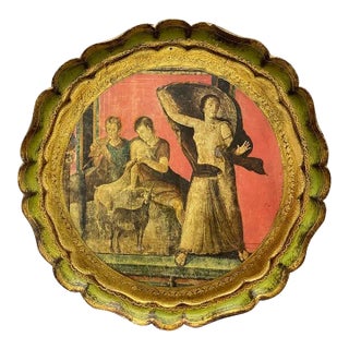 Vintage Florentine Scalloped Papier-Mâché Tray For Sale
