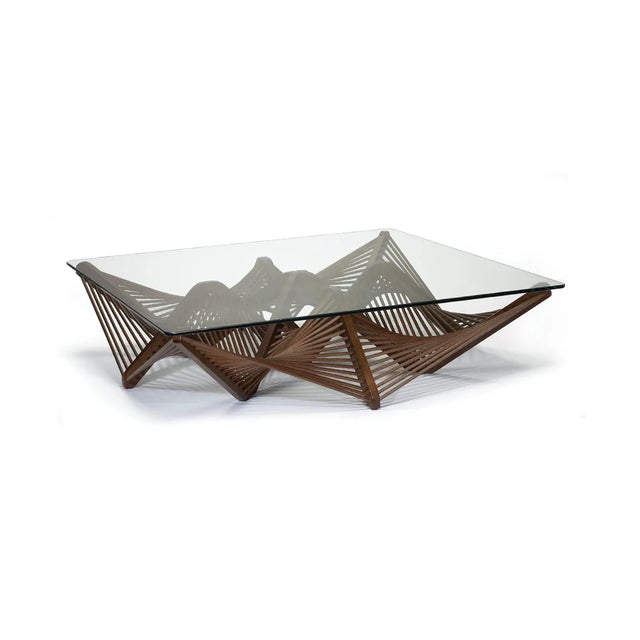 Oggetti Stained Lauan Wood Geometric Coffee Table With Glass Top, Dark Brown, Geo by Oggetti For Sale - Image 4 of 4