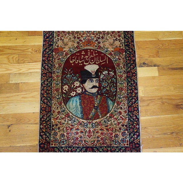 Antique Kerman, Lavar rug. Size: 1'10" x 2'10". Antique Kerman - Lavar Small Scatter Size Wool Coral Rug, Circa Date:...