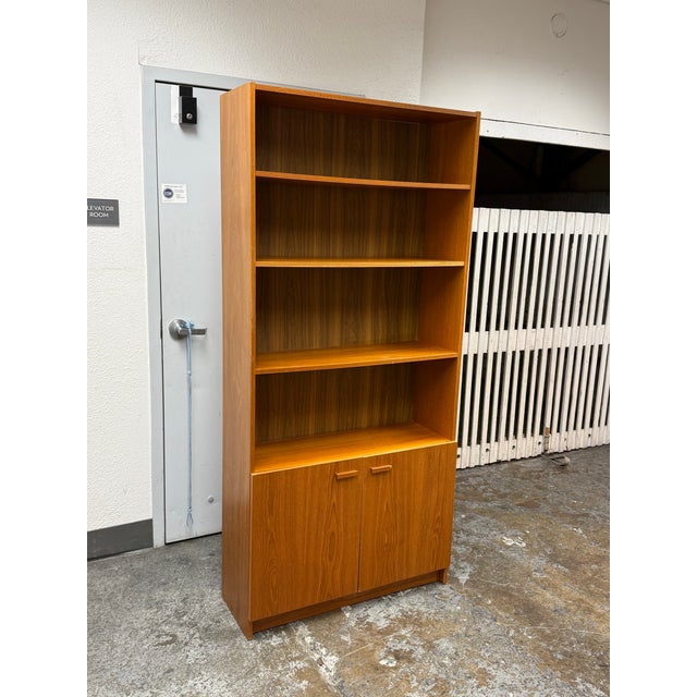 Mid-Century Modern Scandinavian Designs Veneer Bookcase + Storage, Vintage For Sale - Image 3 of 12