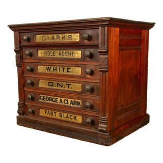Antique Eastlake Clark's Walnut Mercantile Store Advertising Thread Cabinet 1880 For Sale