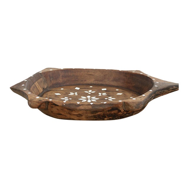 Large Vintage Floral Motif Painted Bowl For Sale