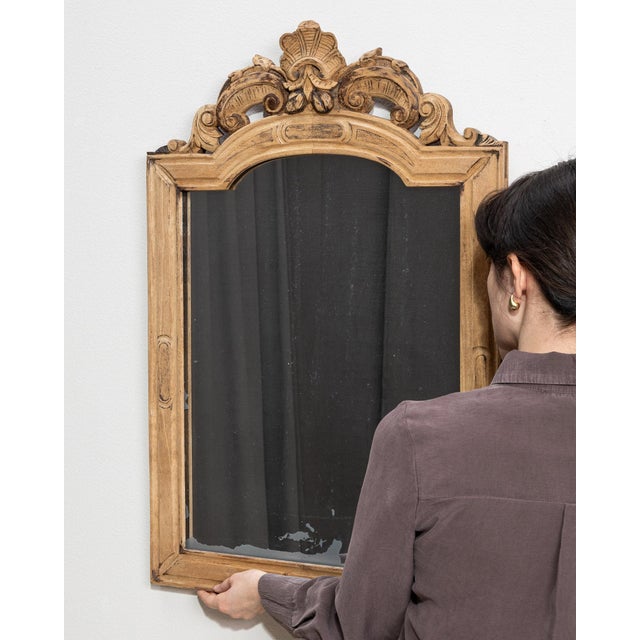 Wood 19th Century France Tan Wood Mirror For Sale - Image 7 of 10