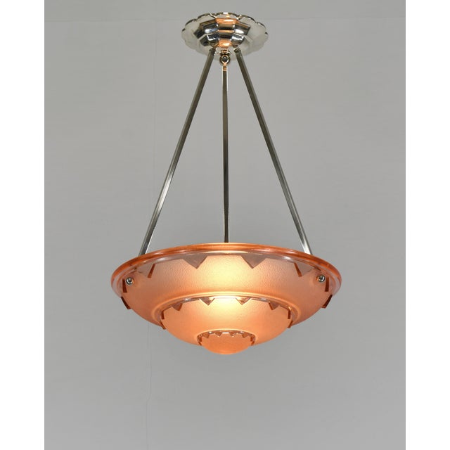 1930s French Art Deco Pendant Light by Jean Gauthier Ejg Ezan 1930s France For Sale - Image 5 of 12
