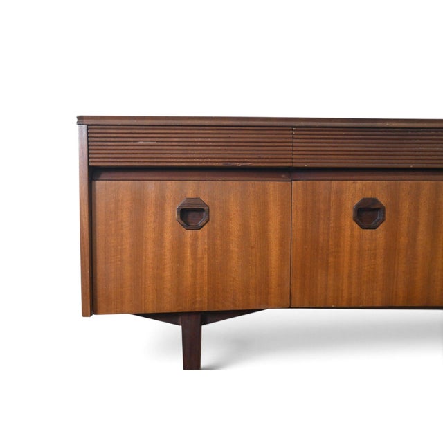Brown Mid 20th Century Bow Front Mahogany + Rosewood Dresser by Elliotts of Newbury, Attributed For Sale - Image 8 of 10