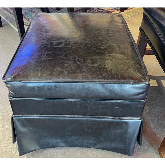 Patent Leather English Wingback Chair and Ottoman For Sale In San Francisco - Image 6 of 12