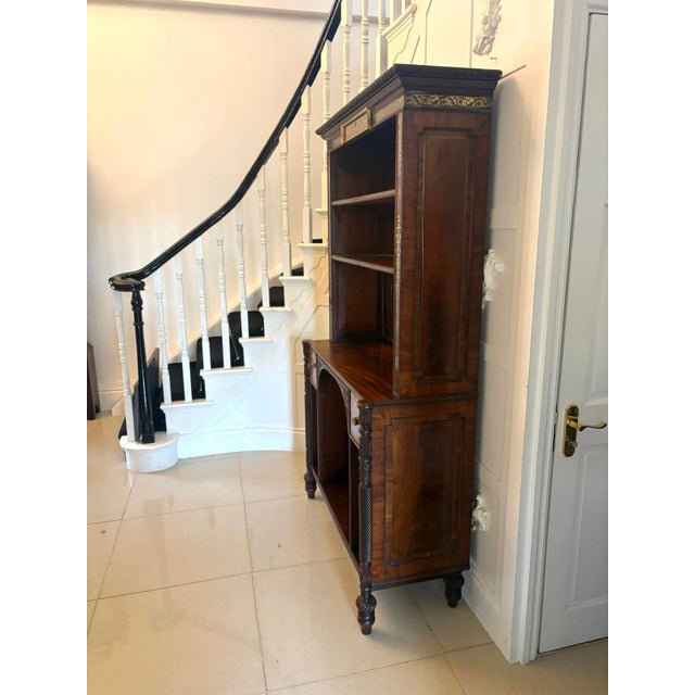 Antique Regency Open Bookcase in Rosewood with Brass Inlaid, 1820 For Sale - Image 16 of 18