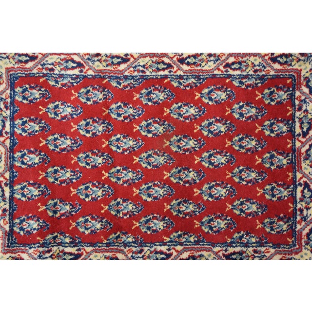 Mid 20th Century Vintage Belgium 100% Virgin Wool Oriental Paisley Rug Runner Carpet Mat 34" For Sale - Image 5 of 10