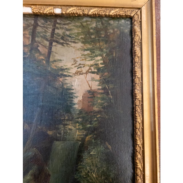 Late 19th Century 19th Century American Hudson River School Waterfall Landscape Painting For Sale - Image 5 of 11
