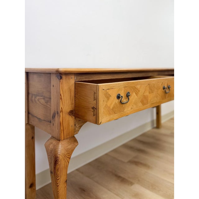 Mid 20th Century Handmade Inlaid Solid Pine Organic Modern Designer Console Table For Sale - Image 13 of 17