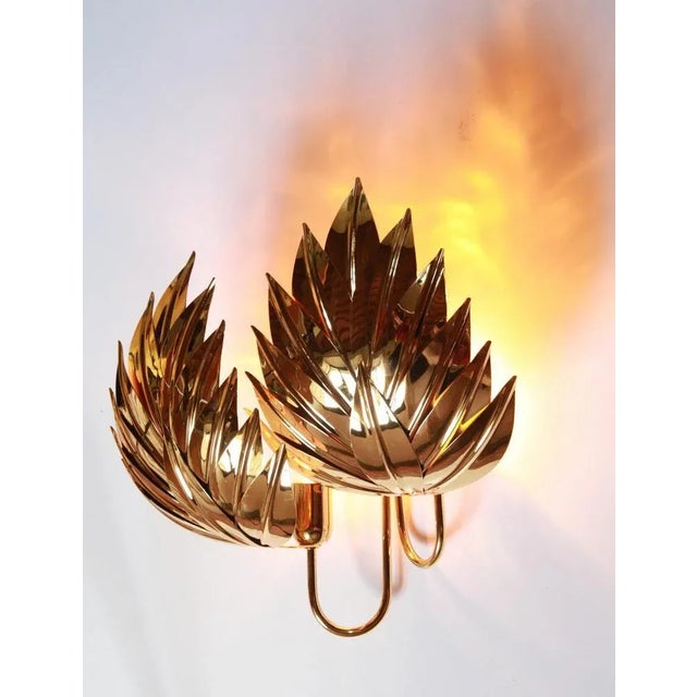 Large Gilt Brass Palm Wall Lamp from Maison Jansen, 1970s For Sale - Image 10 of 18