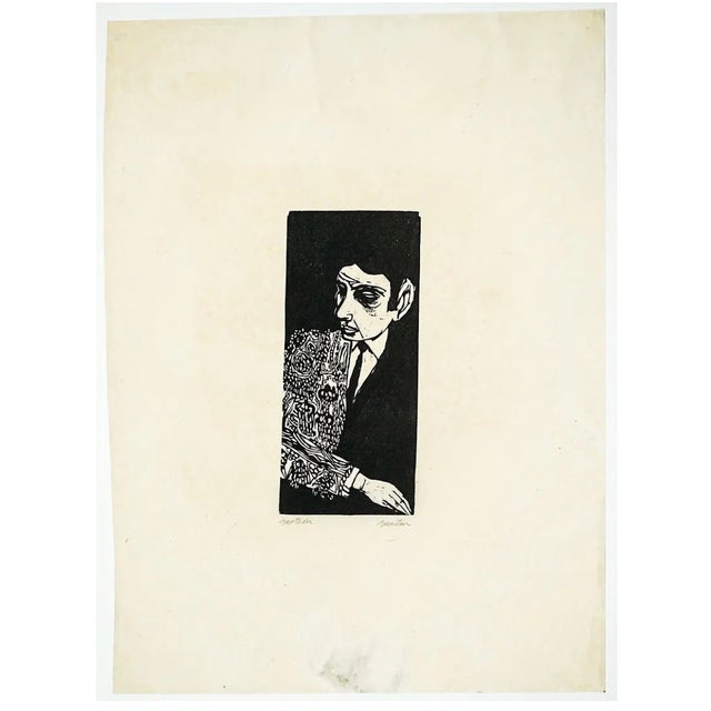 Woodcut by Rockport artist Roger Martin (1925-2015)" Matador" woodcut on paper, pencil signed and titled. Sheet: 24 x 18...