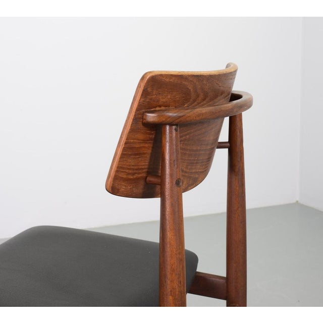 Danish Teak Dining Chairs with Black Leatherette Seats, Denmark, 1960s, Set of 6 For Sale - Image 13 of 18