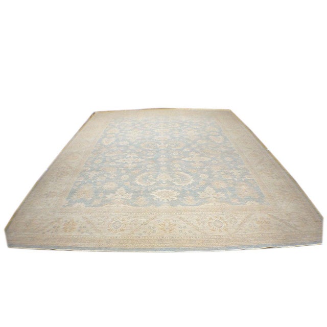Condition: New Origin: Afghanistan Design: Oushak Actual Size: 12.0 X 15.2 Thickness: 1/4" Color: Ivory, Blue, Yellow,...