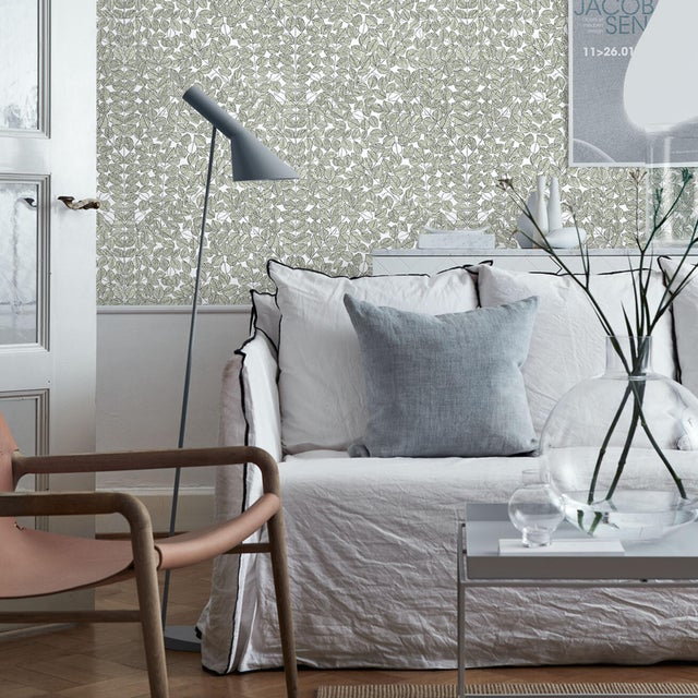 Mid-Century Modern Boråstapeter Romans Wallpaper In Leaf For Sale - Image 3 of 3