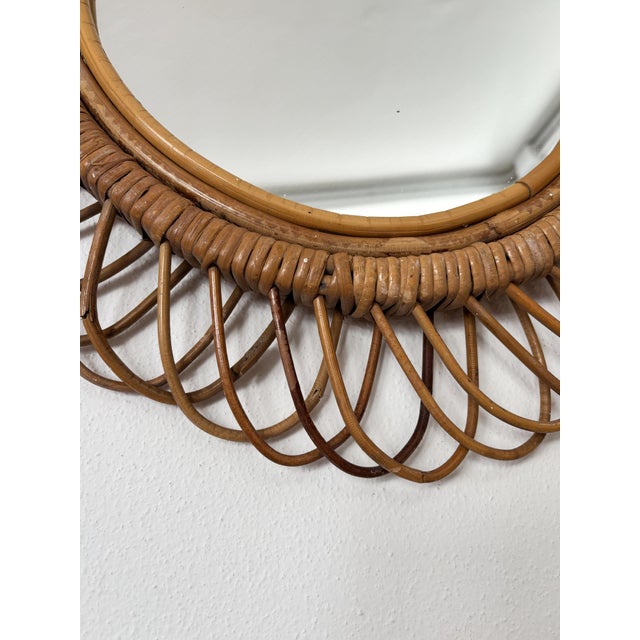 Rattan Bamboo Mirror, Italy, 1960s For Sale - Image 6 of 9