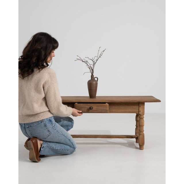 French Provincial Oak Coffee Table with Drawer, Circa 1970 For Sale - Image 11 of 14