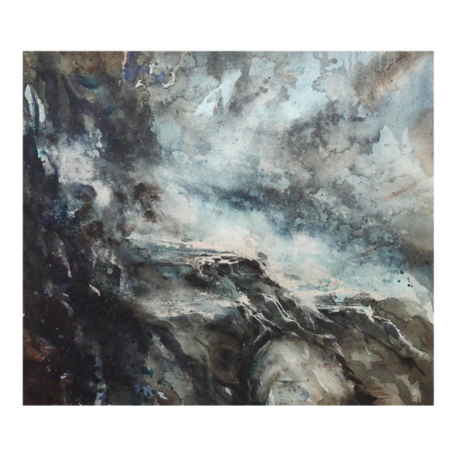 Late 20th Century Impressionist Mountain Stream Watercolor Painting For Sale