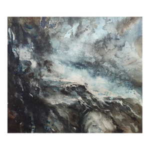 Late 20th Century Impressionist Mountain Stream Watercolor Painting