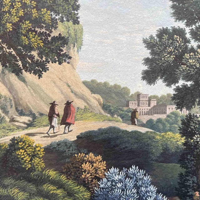 Italian Artist, Bucolic Landscapes, 1800s, Watercolor on Cardboard, Set of 2 For Sale - Image 11 of 14
