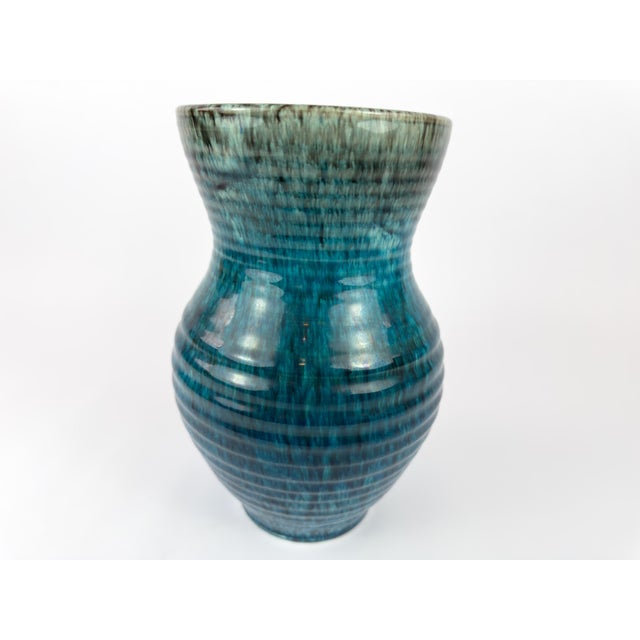 Ceramic Mid-Century French Accolay Ribbed Stoneware Vase, C 1960 For Sale - Image 7 of 12