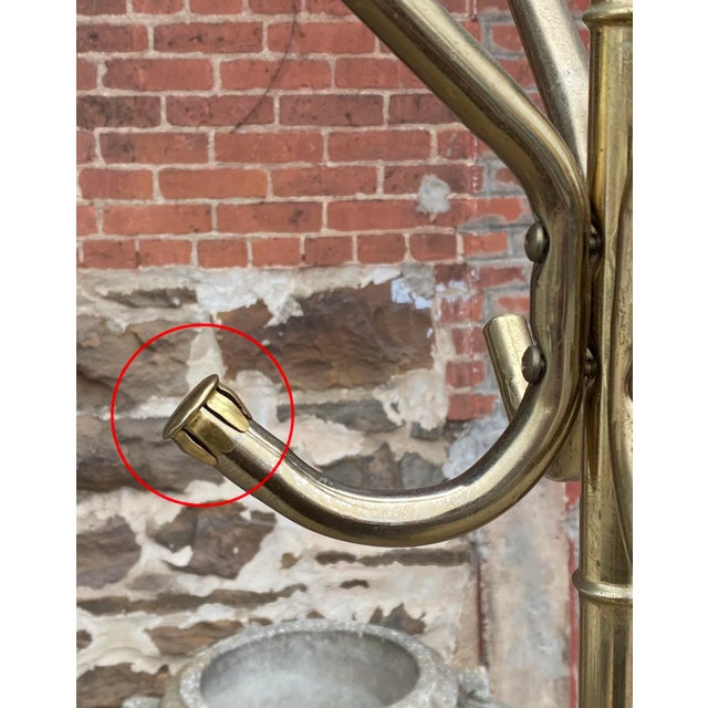 Vintage Hollywood Regency Faux Bamboo Gold Coat Rack Hall Tree For Sale - Image 6 of 10