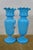 2 Antique Bristol Blue Turquoise Opaline Ruffled Clambroth Mantel Vases Urns 11" For Sale - Image 13 of 13