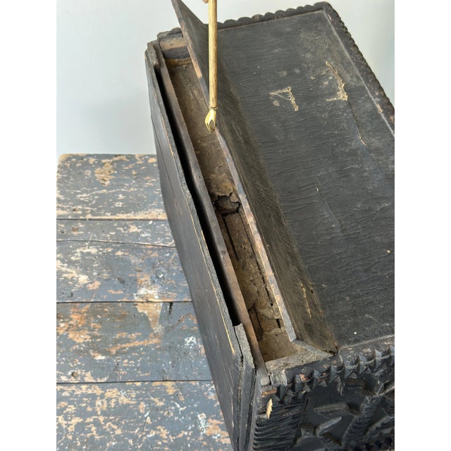 Antique Exceptional Botanical Tramp Art Chest With Hidden Compartments, Circa 1870s For Sale - Image 16 of 18